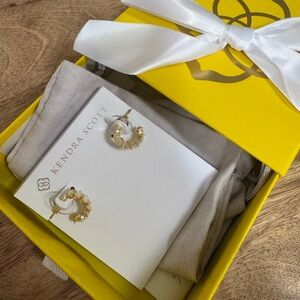 Kendra Scott Gold and White Calin Crystal Earring Huggies